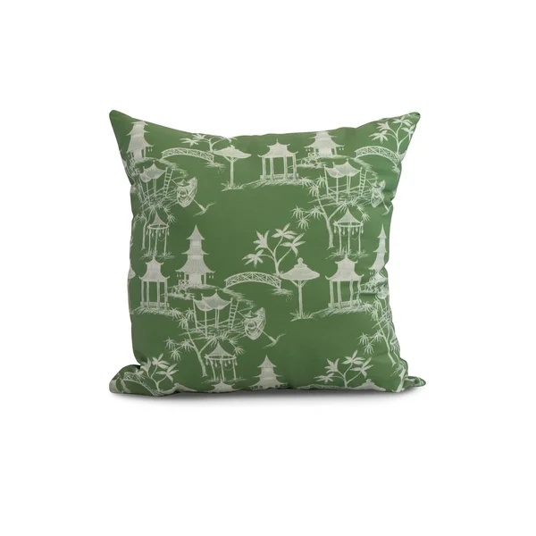 Simply Daisy, 20 x 20 inch, Chinapezka, Floral Print Outdoor Pillow, Green