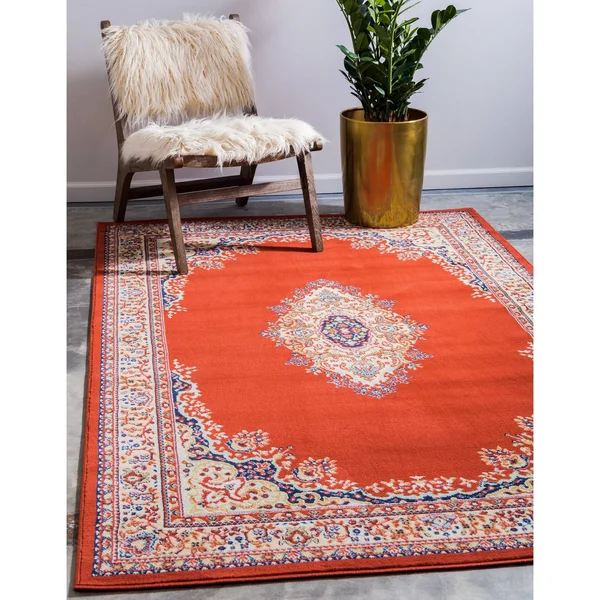 Unique Loom Washington Reza Area Rug (5& x 8& - Burgundy) - Red