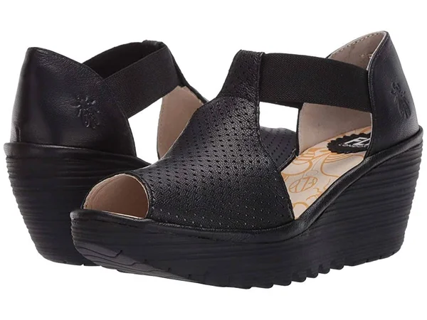 Fly London Women's Sandal Black Yemo Leather Sandal 39