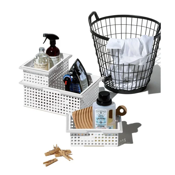 Like-it Stacking Plastic Storage Organizer Basket Tote, Gray (6 Pack)