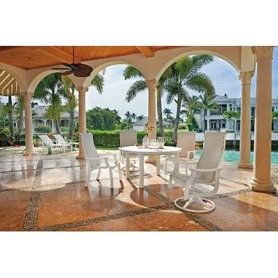 St. Catherine Swivel Patio Dining Chair Telescope Casual Frame Color: Textured Desert - Seat Color: Parchment