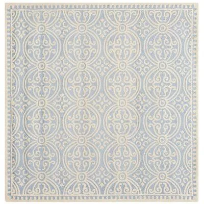 Ilion Hand-Tufted Wool Light Blue/Ivory Area Rug Winston Porter Rug Size: Square 6&
