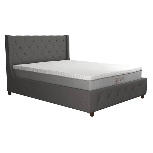 Queen Mercer Linen Upholstered Bed Light Gray - CosmoLiving by Cosmopolitan