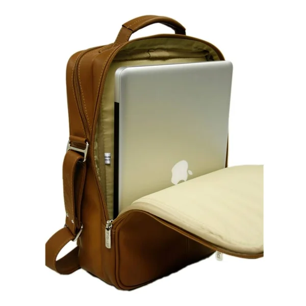 Piel Leather Laptop Shoulder Bag (saddle)