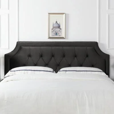 Dugas Upholstered Panel Headboard House of Hampton Size: King - Upholstery: Dark Charcoal Grey - Velvet
