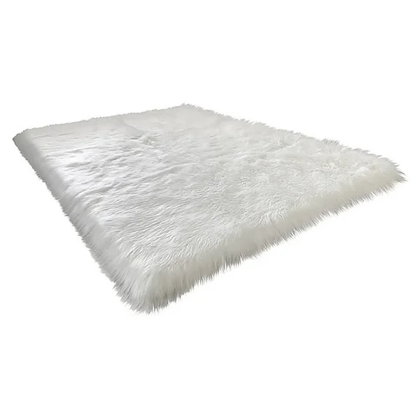 Lambzy Eternity 4' x 6' Faux Sheepskin Shag Area Rug in White