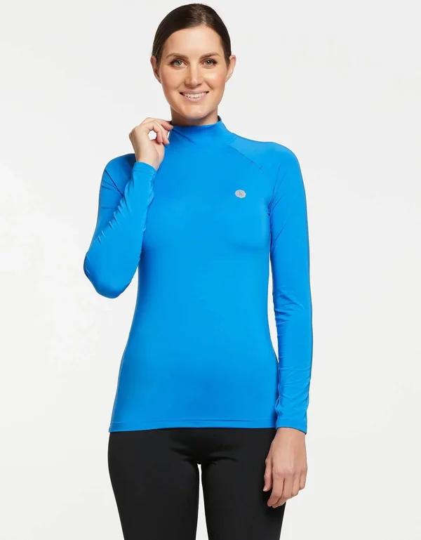 UPF 50+ Sun Protective Turtleneck Base Layer for Women - Solbari Silver