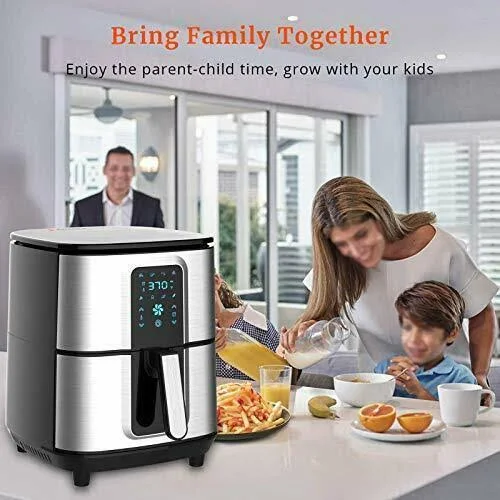 Kitcher 6.8qt Air Fryer, 1700W Toaster Oven & Oilless Cooker with Temperature Control, LED Touch Screen with 8 Presets, 50 R