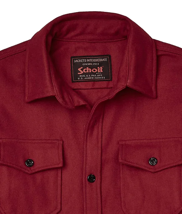Schott NYC 7810 Men's CPO Wool Shirt - Red Size XL