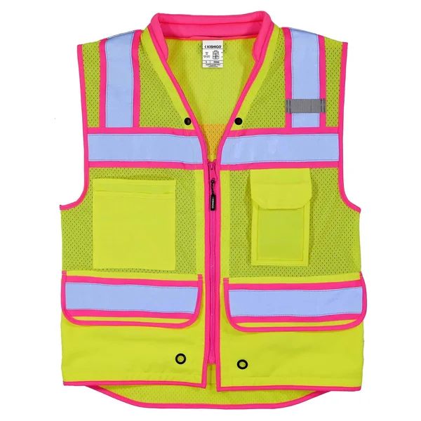 Color Contrast High Performance Surveyors Vest, Lime/ Pink - S5046 - L