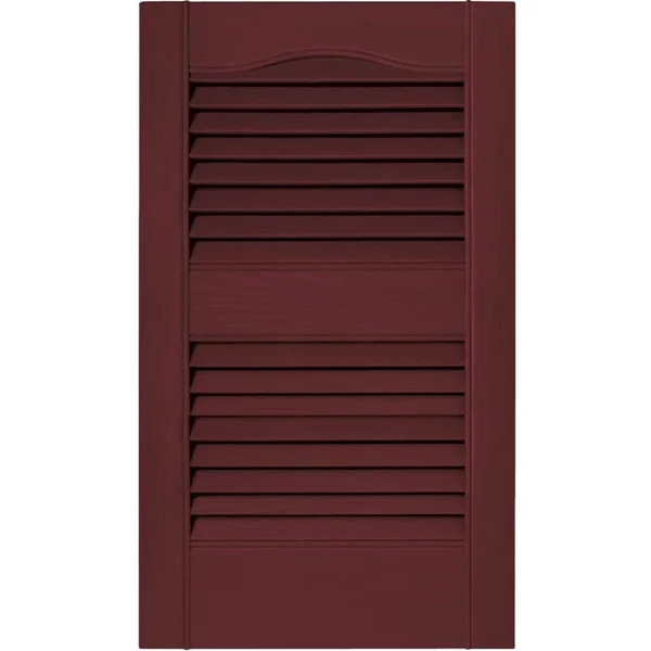 Builders Edge 12 in. x 64 in. Louvered Vinyl Exterior Shutters Pair in Wineberry