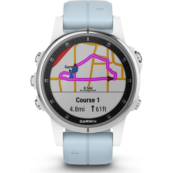 Garmin fenix 5S PLUS Multisport GPS /Galileo Watch - 1.2x22 Display - White/sea foam/Sea foam