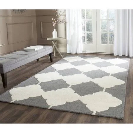 Wrought Studio Martins Hand-Tufted Dark Gray/Ivory Area Rug, Size: Rectangle 3' x 5'