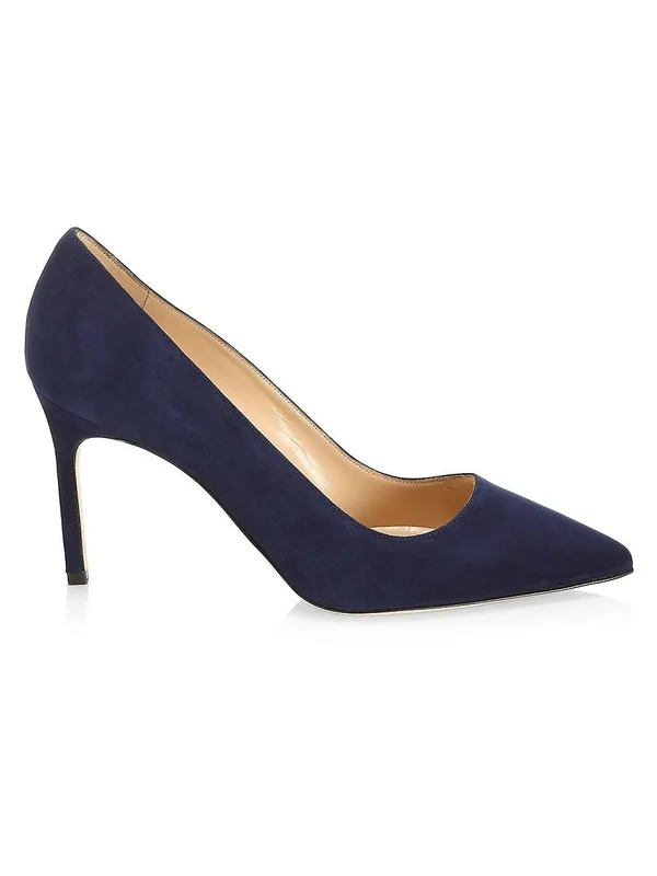 Manolo Blahnik Women's Bb 90 Suede Pumps - Navy - Size 9.5