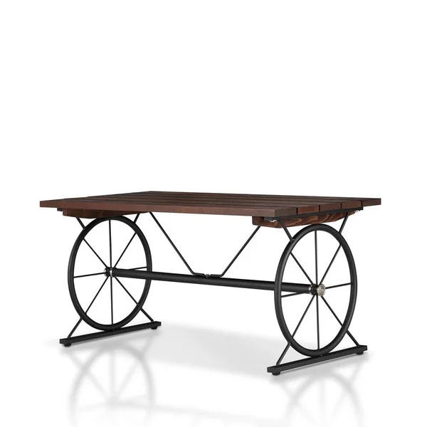 Furniture of America Krauss 36 in. Dark Brown/Black Medium Rectangle Wood Coffee Table with Wheels - Toasted Barnwood