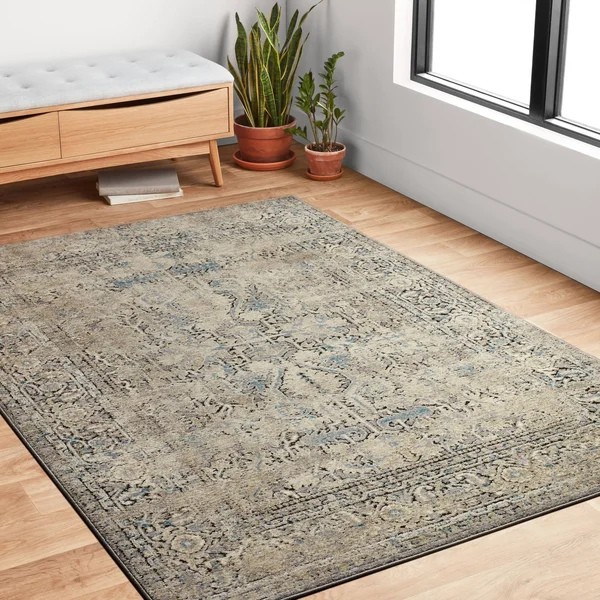 Alexander Home Antique Inspired Vintage Grey/ Stone Distressed Rug - 5&3 inch x 7&6 inch - Gray