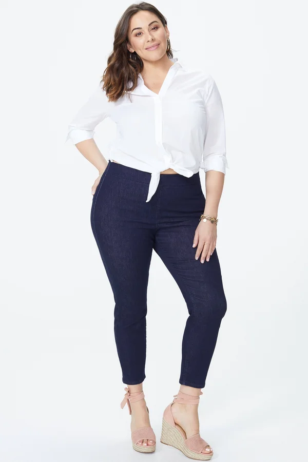 Nydj Skinny Ankle Pull-On Jeans in Plus Size - Rinse - Blue - 16W