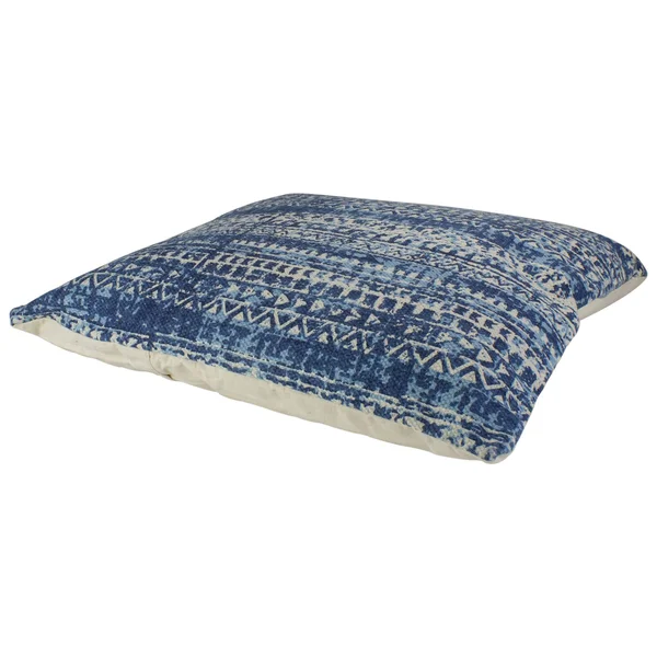 22.5x22 Blue and White Aztec Striped Square Throw Pillow