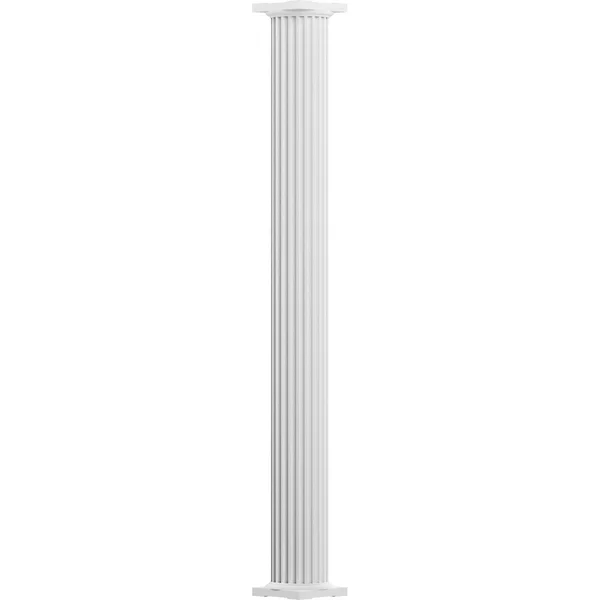 10x22 x 8& Endura-Aluminum Column, Round Shaft (FOR Post Wrap Installation), Non-Tapered, Fluted, Primed, Ready for Paint w/ Cap