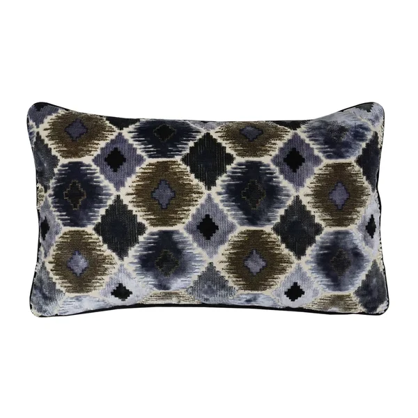 Ikat Cut Velvet Throw Pillow 12x22x20x22 - Accent - Feather