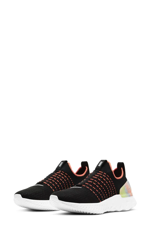 Nike React Phantom Run Flyknit 2 Black Women's Running Shoes, Size: 6