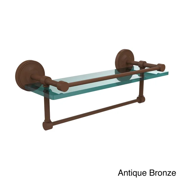 Allied Brass 16x22 Gallery Glass Shelf with Towel Bar Antique Pewter