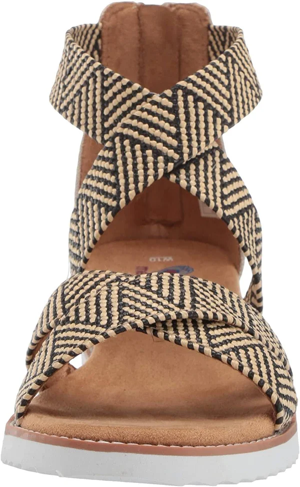 Skechers Women's Bobs Desert Kiss - Summer Sun Sandals, Natural, Black, 7.0