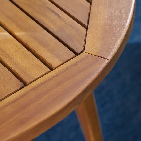 Stanford Outdoor Round Acacia Wood Bistro Table with Straight Legs - T