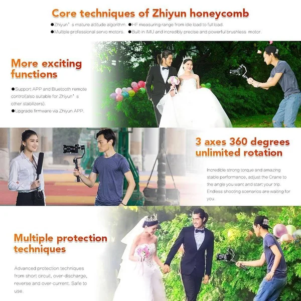 Zhiyun Crane (V2) 3-Axis Handheld Gimbal Stabilizer for Mirrorless Camera and Dslr Up to 3.96lb, I. E. Canon M, Nikon J, Sony A7