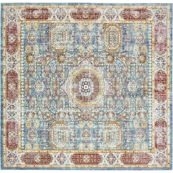 Unique Loom Trill Austin Square Rug - 8& x 8& Blue