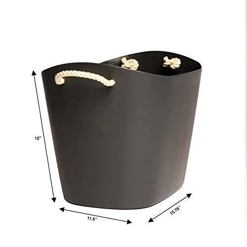 Homz Handles, Storage Bin, Waterproof, Cool Gray Base, White Rope Flexible Tub