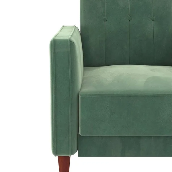 DHP Ivana Tufted Accent Chair in Light Green Velvet