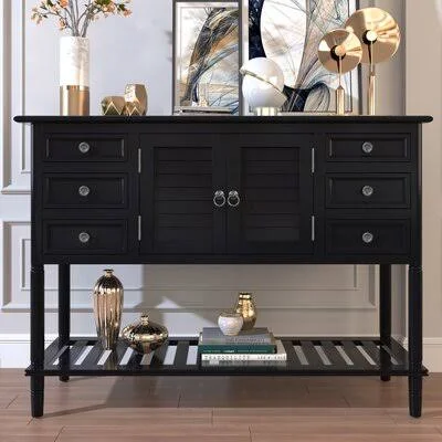 Fretwell 45x22 Console Table Longshore Tides Color: Black
