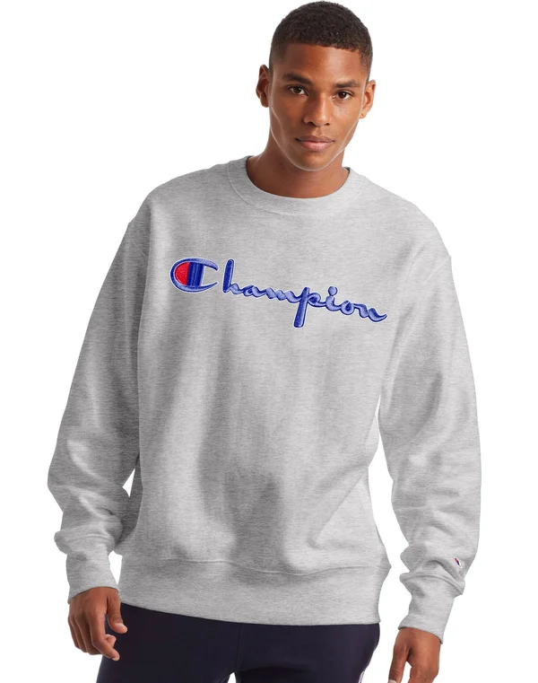 Champion Life Men's Crewneck Sweatshirt Oxford Grey, Large