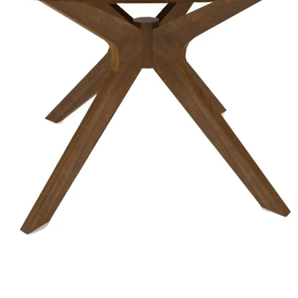 Contemporary 59 inch Round Wooden Dining Table with Spider Legs, Brown