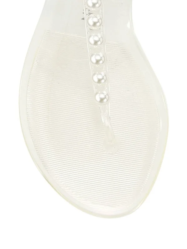 Stuart Weitzman Goldie Jelly Flat Sandals - CLEAR. Shine Rubber, Size: 4 Medium