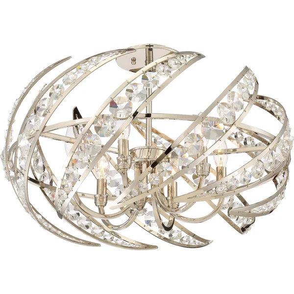 Quoizel 6 Light Crescent Pendant Polished Nickel