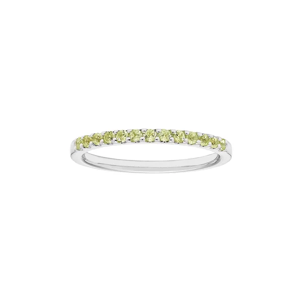 14K White Gold Peridot Gemstone Band Ring - Women's, Size: 7.5, Green
