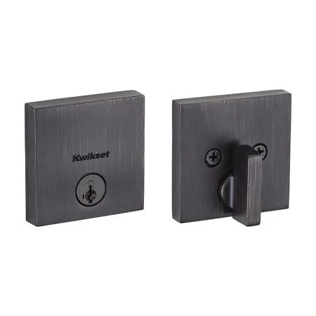258 Downtown Low Profile Square Contemporary Deadbolt Featuring SmartKey in Venetian Bronze - Designer Style and Superior Securit
