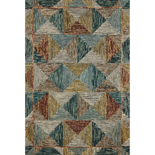 Alexander Home Kaleidoscope Geometric Hand-Hooked Wool Rug - 2&6x22 x 9&9x22 - Lagoon - Spice