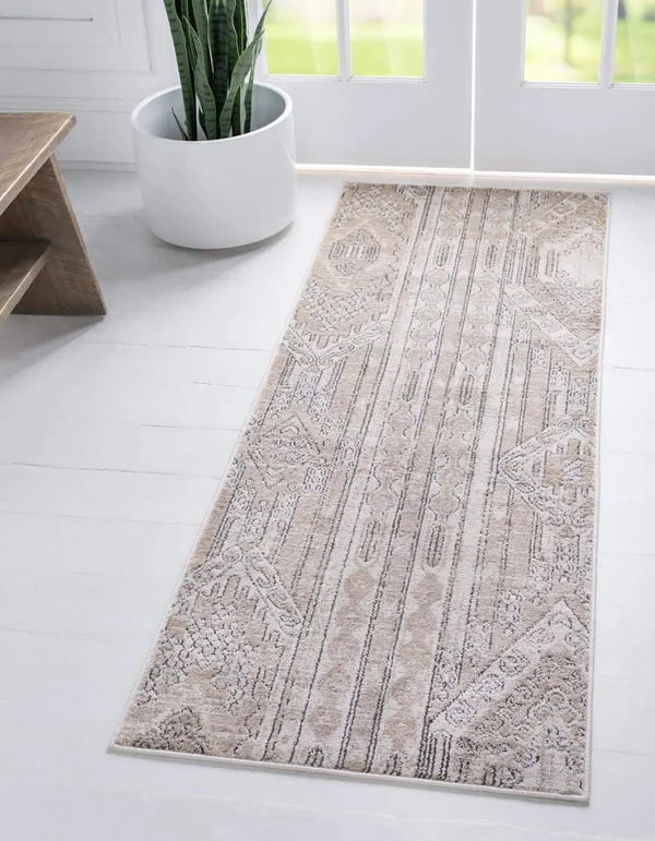 Southwestern Grand Canyon Aztec Area Rug 5 ft Round - Tan