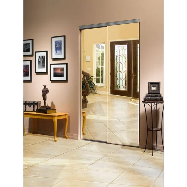 Mirrored Sliding Closet Doors Custom Door and Mirror Hardware Finish: Chrome - Size: 60x22 x 80x22
