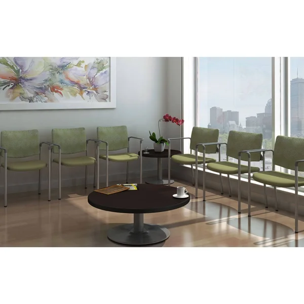 KFI Evolve Barstool with Silver Frame and A Chocolate Wood Back - Navy Fabric
