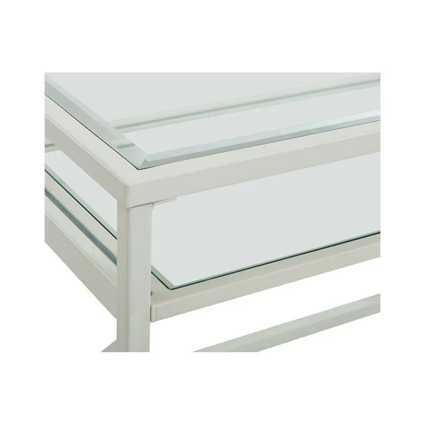 Southern Enterprises Elvan Metal & Glass Small-Space Desk - White