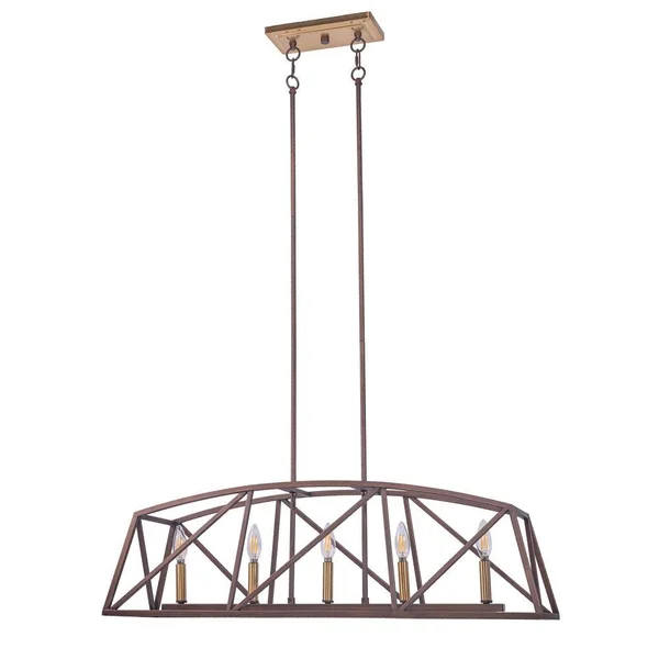 Ljd Dawn 5-Light Architectural Bronze Island Linear Pendant Without Shade