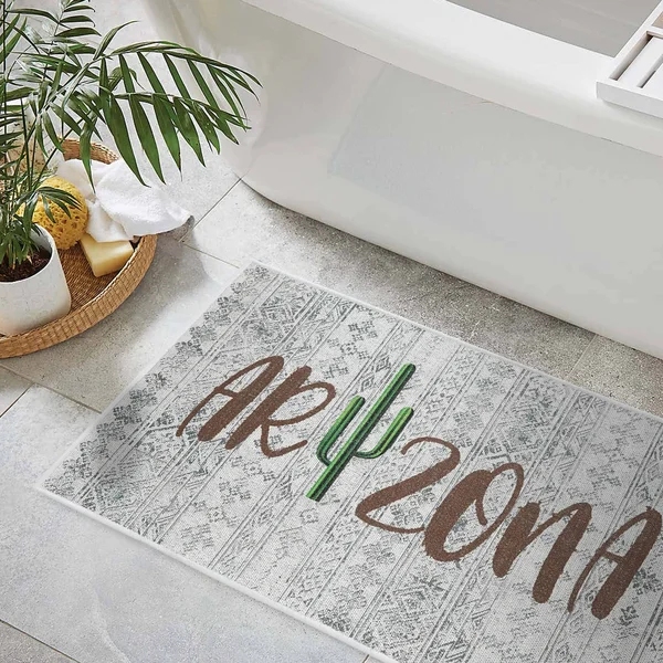 US States Design 3 Piece Bathroom Rugs Set - Non-Slip Ultra Thin Bath Rugs for Bathroom Floor - Washable Bathroom Mats Set - Mia