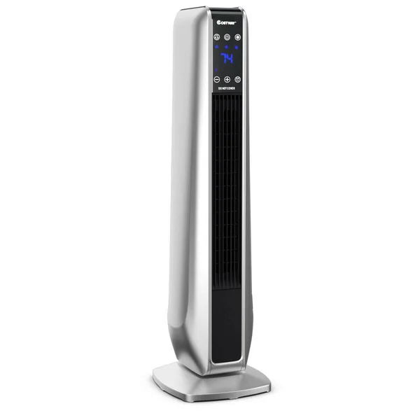 1500W Portable Oscillating Space Heater with Remote Control Silver