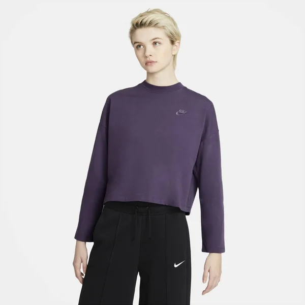 Nike Sportswear Women's Jersey Long-Sleeve Top in Purple - Size: Large, CZ3556-573