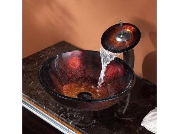 Kraus GV-682 Saturn Glass Vessel Sink, Brown