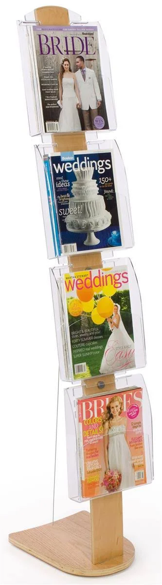 Literature Holders w/(4) Clear Pockets, Maple Base and Pocket Support 59 Tall (DS4LH)